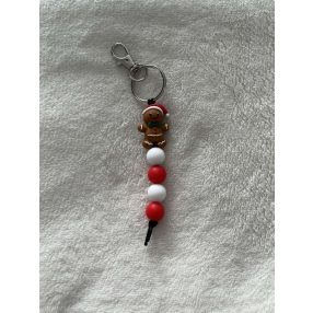 Mézeskalács szilikon kulcstartó  (fehér - piros)