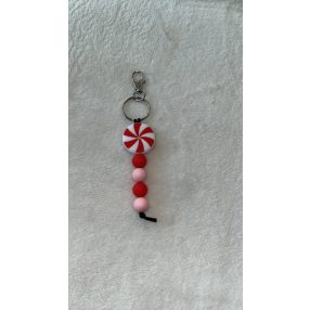 Cukorka szilikon kulcstartó (piros - pink) 