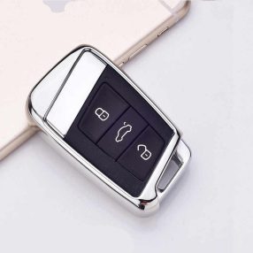   Volkswagen ( VW ) / Skoda : Passat / Kodiaq / Superb - Smart - Kulcsvédő Tok EZÜST