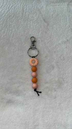 Virág szilikon kulcstartó (narancs- pink) 