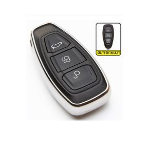   Ford : Focus / Mondeo / Fiesta / Galaxy / Ecosport / B-Max / C-Max / Grand C-Max / S-Max / Kuga - Smart - Kulcsvédő Tok EZÜST