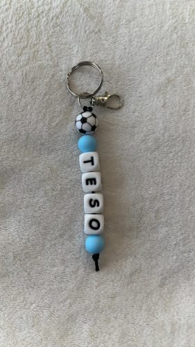 Teso feliratú szilikon kulcstartó (világoskék)