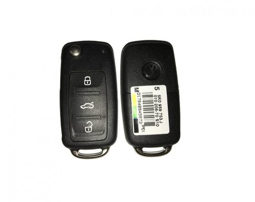 GYÁRI Volkswagen : Beetle / Caddy / Eos / Golf / Jetta / Scirocco / Sharan / Tiguan - 3 gombos 433 mhz ID48 _ HU66 _ 5K0 J