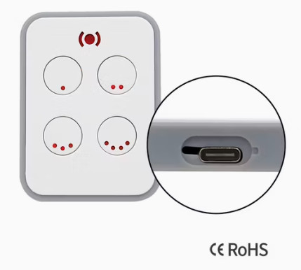 Univerzális 4 gombos távirányító USB-C tölthető beépített akkumulátorral YET2