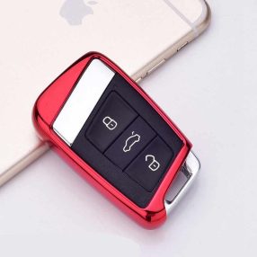   Volkswagen ( VW ) / Skoda : Passat / Kodiaq / Superb - Smart - Kulcsvédő Tok PIROS