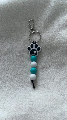 Kutyás szilikon kulcstartó (türkiz)