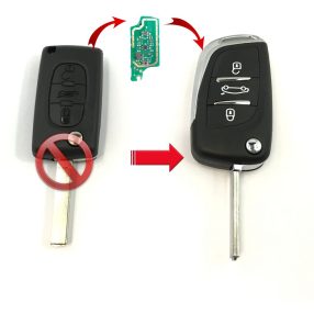   Citroen 3 gombos bicskakulcs átalakító. Elemtartós, VA2  (ÚJ)