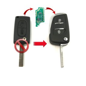   Citroen 2 gombos bicskakulcs átalakító. Elemtartós, HU83  (ÚJ)