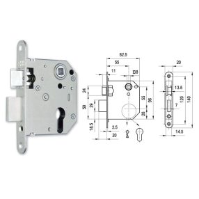   Euro Elzett 3436 cilinderes Lővér zár  (hengerzárbetét működtetésű) 