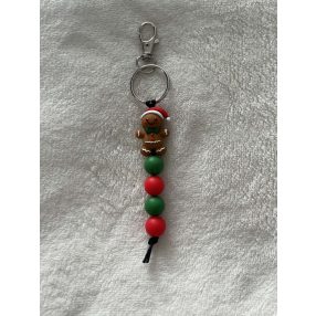 Mézeskalács szilikon kulcstartó ( zöld - piros ) 