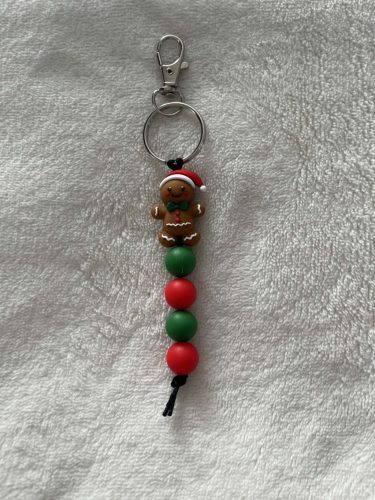 Mézeskalács szilikon kulcstartó ( zöld - piros ) 