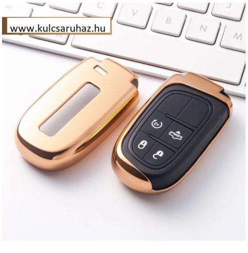 Chrysler / Dodge / Jeep / Fiat : 300 / Challenger / Charger / Journey / RAM / Cherokee / Freemont - Smart - Kulcsvédő Tok ARANY
